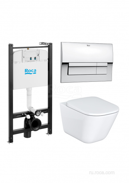 ПЭК Roca The Gap Pack 893104100 подвесной унитаз Rimless + инсталляция + кнопка + сиденье ПЭК Roca The Gap Pack 893104100 подвесной унитаз Rimless + инсталляция + кнопка + сиденье