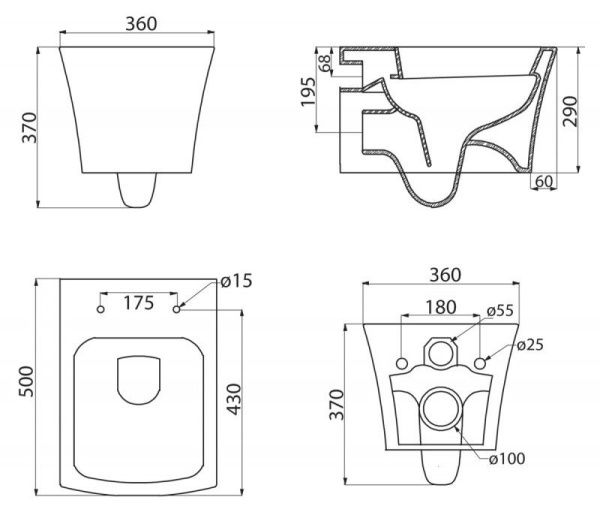 Унитаз подвесной  BelBagno REGINA BB104CH Унитаз подвесной  BelBagno REGINA BB104CH