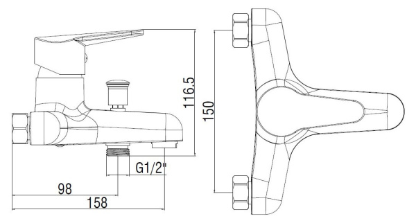 Смеситель для ванны с душевой лейкой Voda Breeze BZ54acs хром