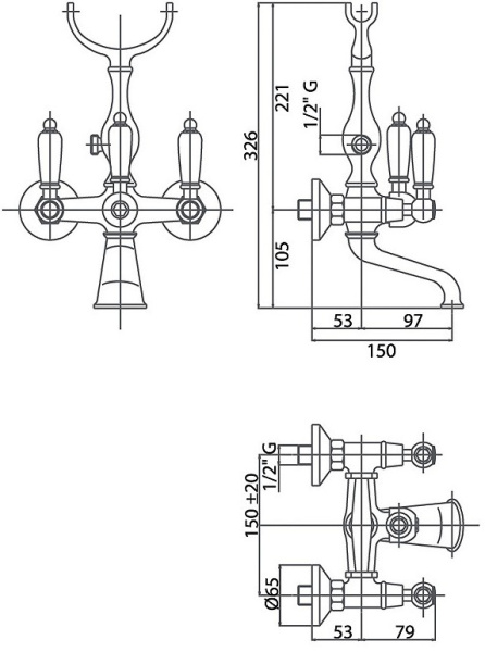 Смеситель Caprіgo Adria Swarovski 01-011-crm для для ванны с душем хром глянцевый