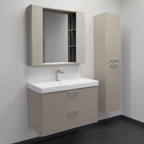 Шкаф зеркальный Comforty Ангара 90 см 00-00019940 дуб латте с подсветкой
