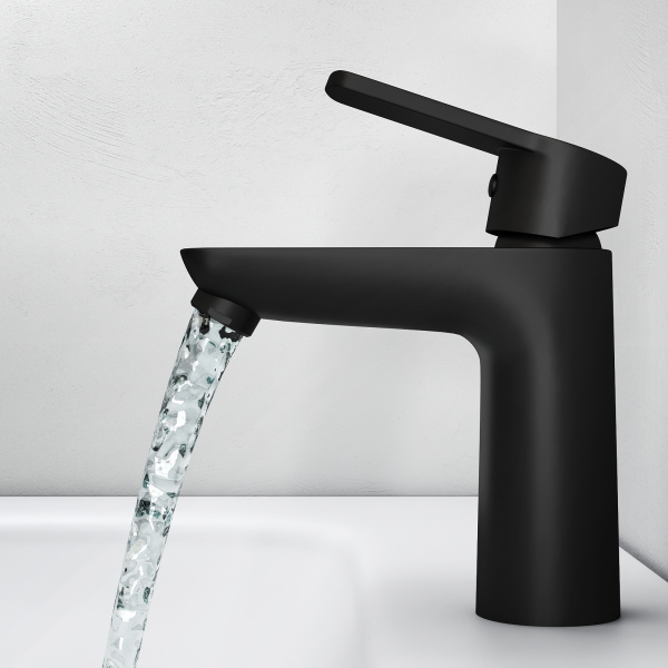 Смеситель для раковины Abelsberg Lineara UNF23508MB вулканический черный матовый