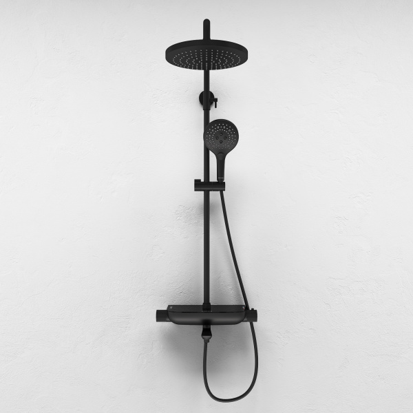 Душевой комплект Abelsberg Lineara с термостатом SNS52791MB вулканический черный матовый