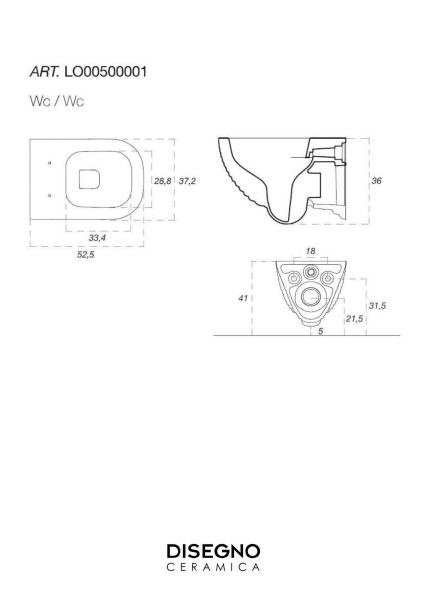 Безободковый унитаз  Disegno Ceramica Loom LO005RIM01 белый Безободковый унитаз  Disegno Ceramica Loom LO005RIM01 белый