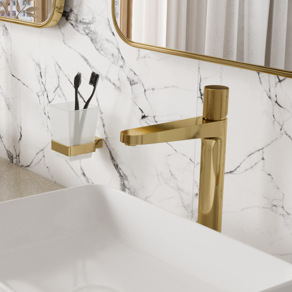 Смеситель для раковины WasserKRAFT Ems 7603H золото глянцевый