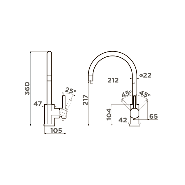 Смеситель для кухни Omoikiri Wakayama 4994290 вороненая сталь