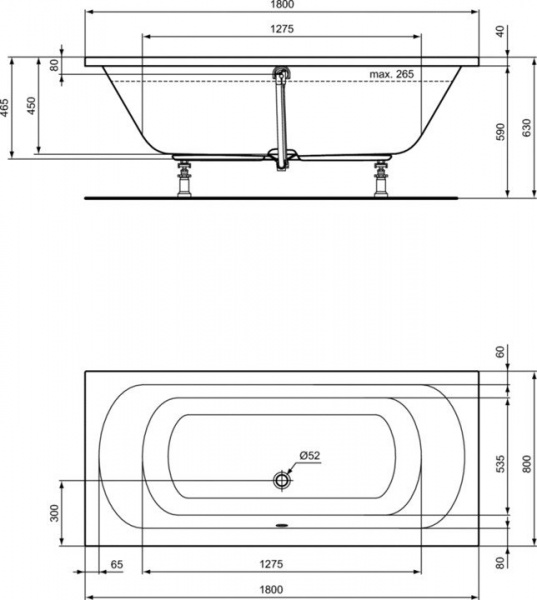 Прямоугольная ванна 180х80 см Ideal Standard K275001 HOTLINE Прямоугольная ванна 180х80 см Ideal Standard K275001 HOTLINE