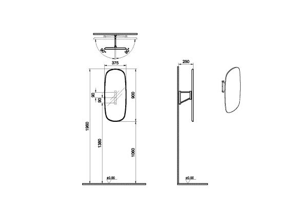 Зеркало поворотное 38x90 см VitrA PLURAL 64059 Зеркало поворотное 38x90 см VitrA PLURAL 64059
