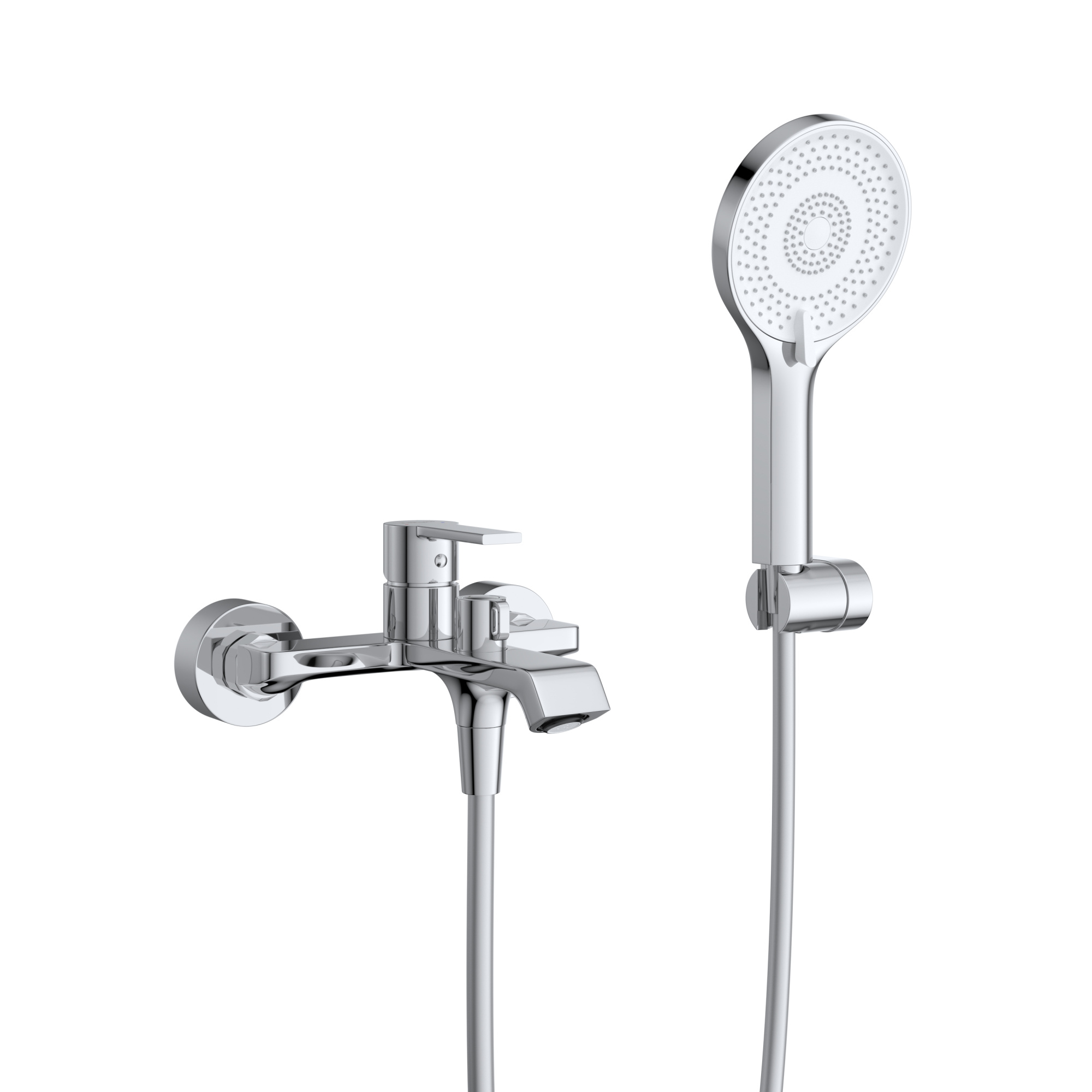 Смеситель для ванны с ручным душем, шлангом и держателем BelBagno Aurora AURORA-VASM-CRM хром глянцевый