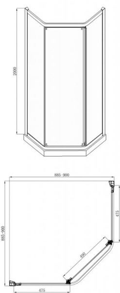 Душевой уголок 90x90x200 Bravat Line BS090.6115A Душевой уголок 90x90x200 Bravat Line BS090.6115A