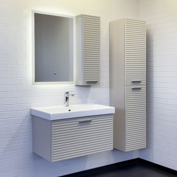 Тумба с раковиной Comforty Касабланка 80 см 00-00015382 подвесная серый шелк