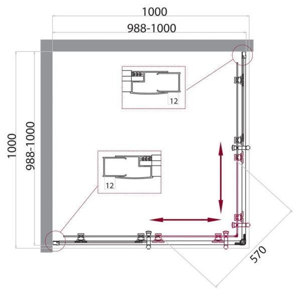 Душевой уголок 100x100 см BelBagno UNO-195 Uno-195-a-2-100-c-cr хром Душевой уголок 100x100 см BelBagno UNO-195 Uno-195-a-2-100-c-cr хром