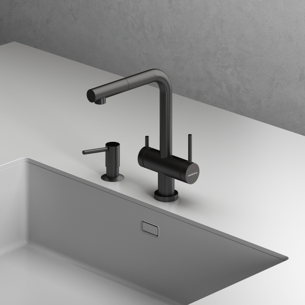 Смеситель для кухонной мойки Abelsberg Pura OTF70709GM космическая сталь брашированный