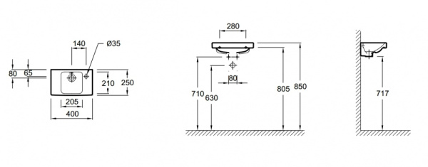 Рукомойник Jacob Delafon Odeon Up 40 см R E4799G-00
