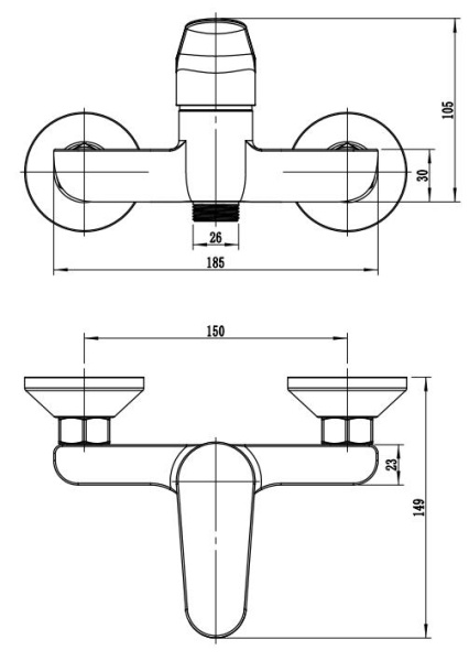 Смеситель для душа Esko Kazan KZ80 хром глянцевый