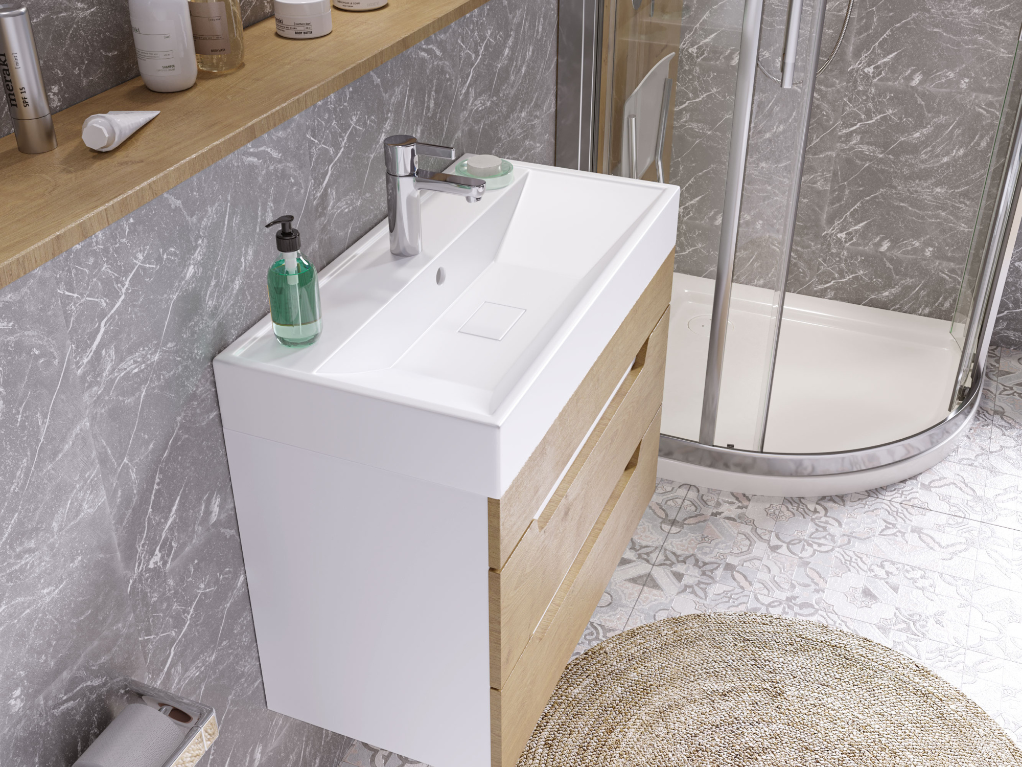 Раковина накладная Madera Malta 4627173210850 80 см белая глянцевая