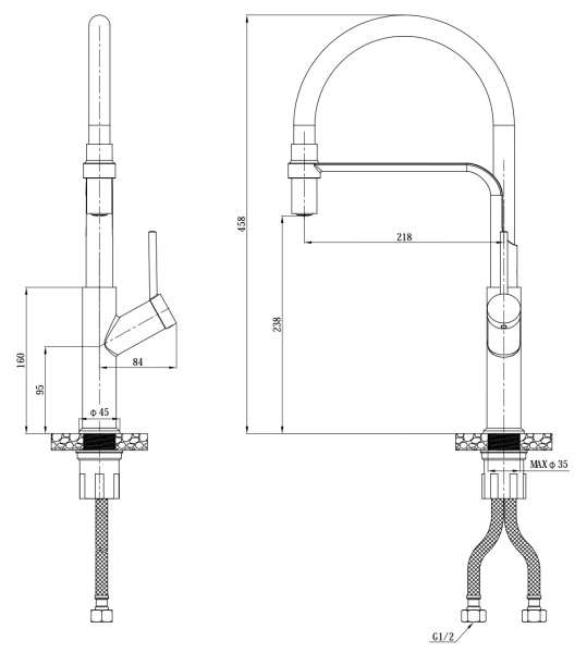 Смеситель для кухни Esko Kitchen K50GB черный с золотом