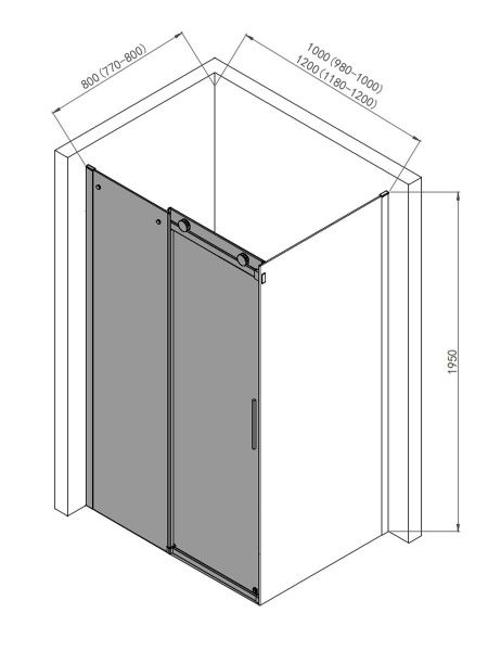 Душевая перегородка AQUAme AQM4203F хром прозрачная Душевая перегородка AQUAme AQM4203F хром прозрачная