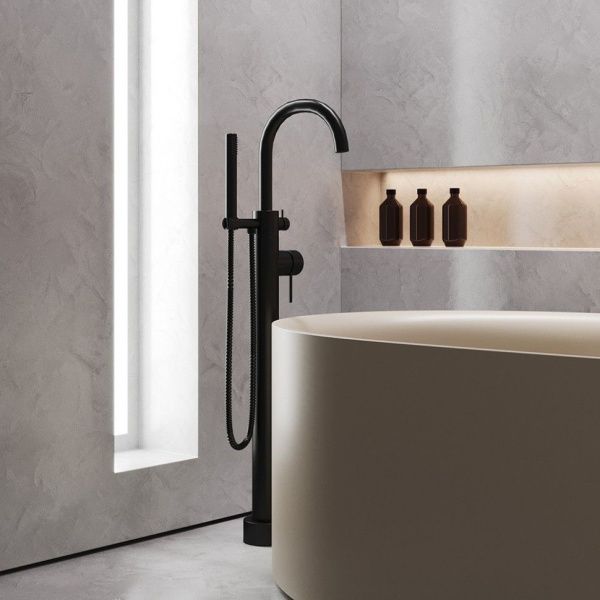 Смеситель напольный для ванны поворотный излив   PAINI Cox 78PZ136LM черный матовый Смеситель напольный для ванны поворотный излив   PAINI Cox 78PZ136LM черный матовый