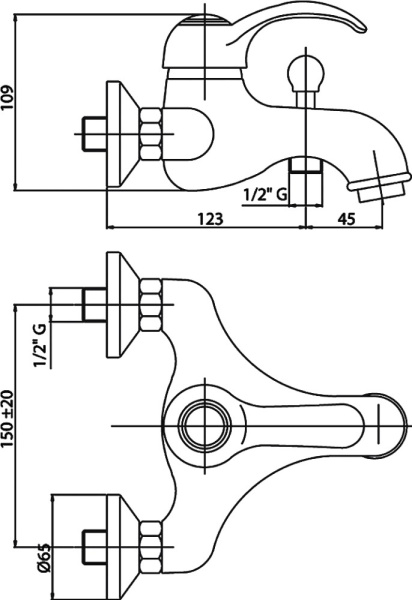 Смеситель Caprigo Maggiore 11-011-crm для ванны с душем хром брашированный