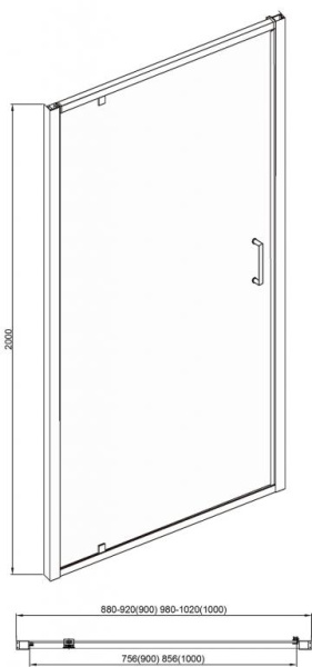 Душевая дверь в нишу 90x200 Bravat Blackline BD100.4111B Душевая дверь в нишу 90x200 Bravat Blackline BD100.4111B