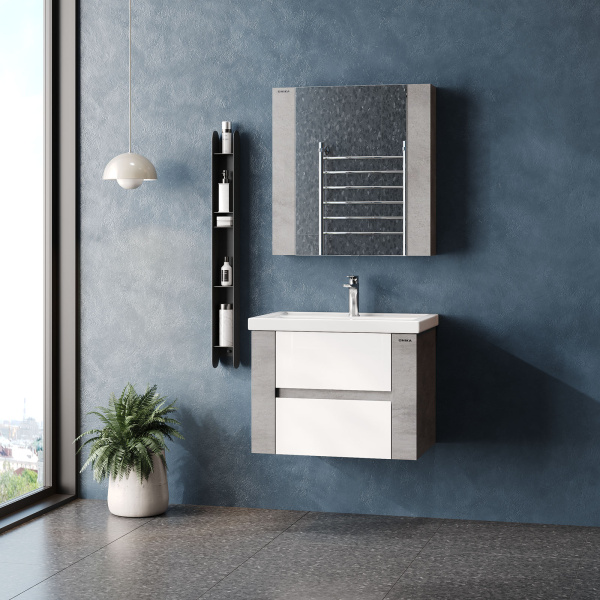 Тумба под раковину Onika Стоун 70 см 107066 ателье светлое/белый