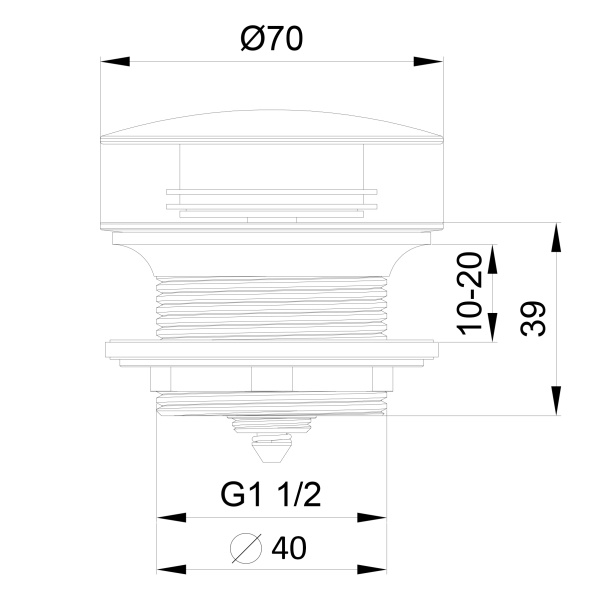 Донный клапан для ванны Wonzon & Woghand WW-SS105-MB черный матовый