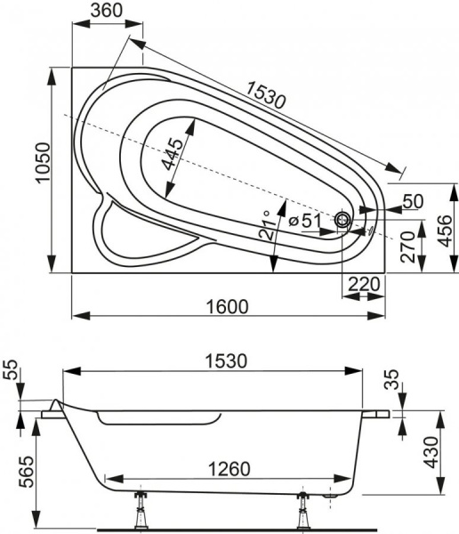 Акриловая ванна 160х105 VAGNERPLAST SELENA 160x105 Right VPBA163SEL3PX-04 Акриловая ванна 160х105 VAGNERPLAST SELENA 160x105 Right VPBA163SEL3PX-04