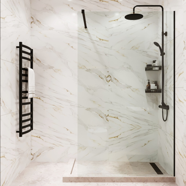 Душевая перегородка ADS Sancors Walk In 110x195 602IN.110BL.TR.08 профиль черный матовый