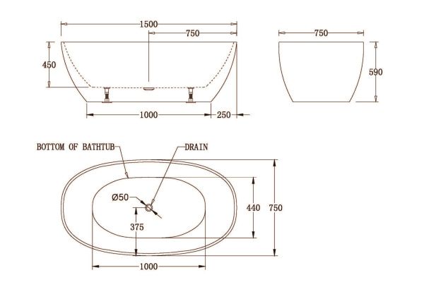 Акриловая ванна 150x75 см BelBagno  BB81-1500-W0 белый Акриловая ванна 150x75 см BelBagno  BB81-1500-W0 белый