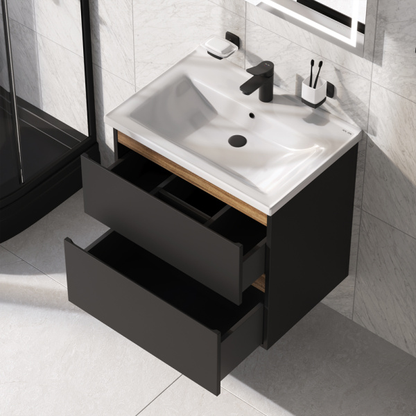 Комплект подвесной мебели 65 см и аксессуаров AM.PM X-Joy BK85GP черный Комплект подвесной мебели 65 см и аксессуаров AM.PM X-Joy BK85GP черный