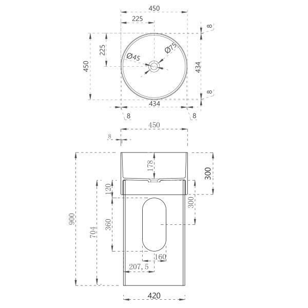 Раковина напольная Abber Kristall 45 см AT2701Rubin-H красная