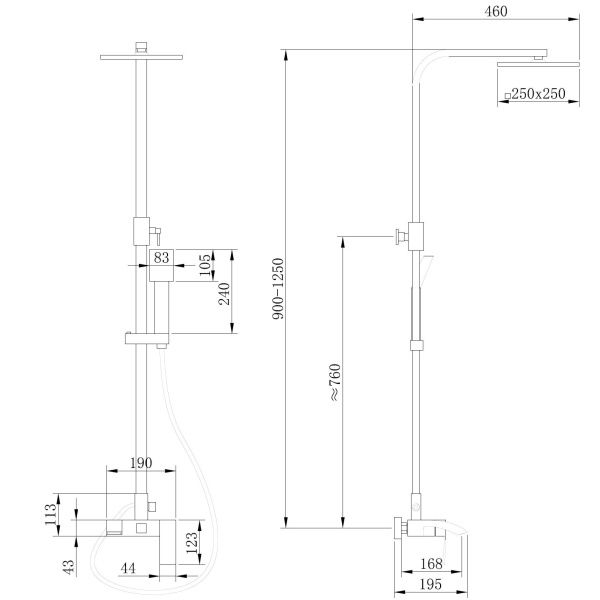 Душевая стойка ABBER Wasserfall AF8616 с изливом хром Душевая стойка ABBER Wasserfall AF8616 с изливом хром