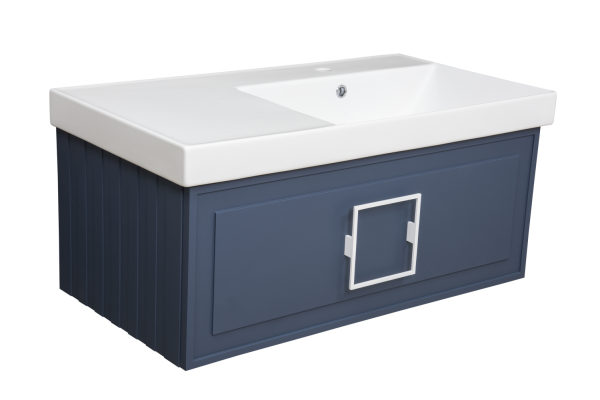 Тумба под раковину La Fenice Cubo Blu Grigio синяя 90 FNC-01-CUB-BG-90 Тумба под раковину La Fenice Cubo Blu Grigio синяя 90 FNC-01-CUB-BG-90