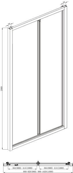 Душевая дверь в нишу 100x200 Bravat Line BD100.4121A Душевая дверь в нишу 100x200 Bravat Line BD100.4121A
