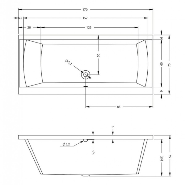 Ванна акриловая Riho Julia 170x75 B011001005