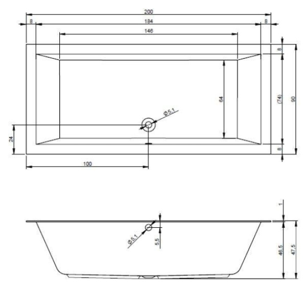 Ванна акриловая Riho Lugo 200x90 B137001005