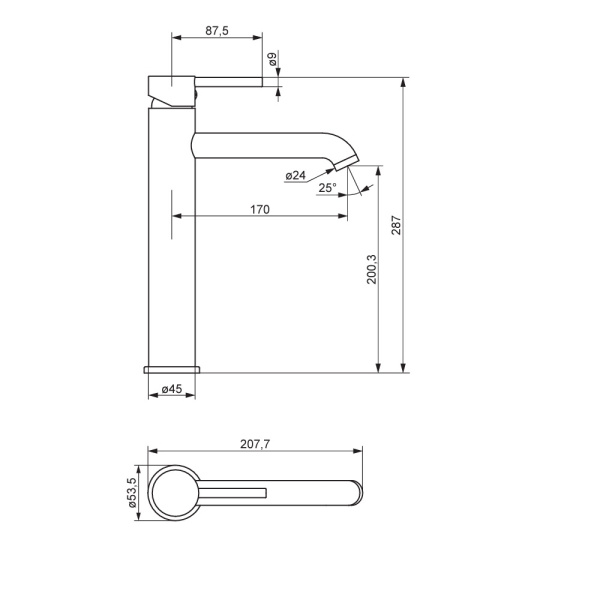 Смеситель для раковины Damixa Scandinavian Pure золото глянцевый