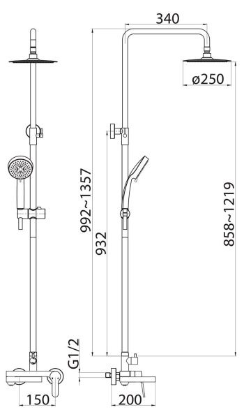 Душевая стойка  BelBagno DELTA DEL-VSCM-IN хром матовый Душевая стойка  BelBagno DELTA DEL-VSCM-IN хром матовый