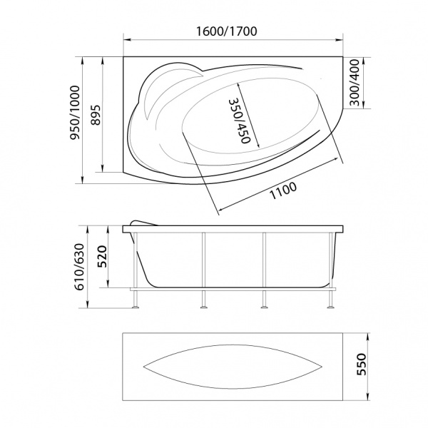 Ванна акриловая 170х100 L Marka One JULIANNA Ванна акриловая 170х100 L Marka One JULIANNA