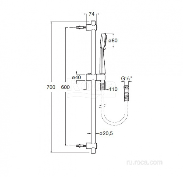 Душевой набор Roca Stella 80/3F 5B1403C00 Душевой набор Roca Stella 80/3F 5B1403C00
