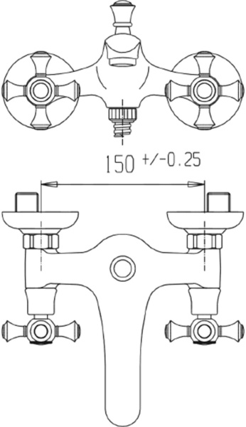Смеситель Caprigo Monarch 41-011-vot для ванны с душем бронза глянцевая