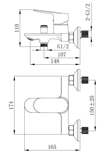 Смеситель для ванны Voda Shore SHR54B черный