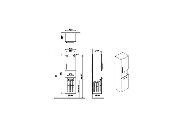 Пенал правосторонний 42x36 см VitrA Root flat 68013 Пенал правосторонний 42x36 см VitrA Root flat 68013