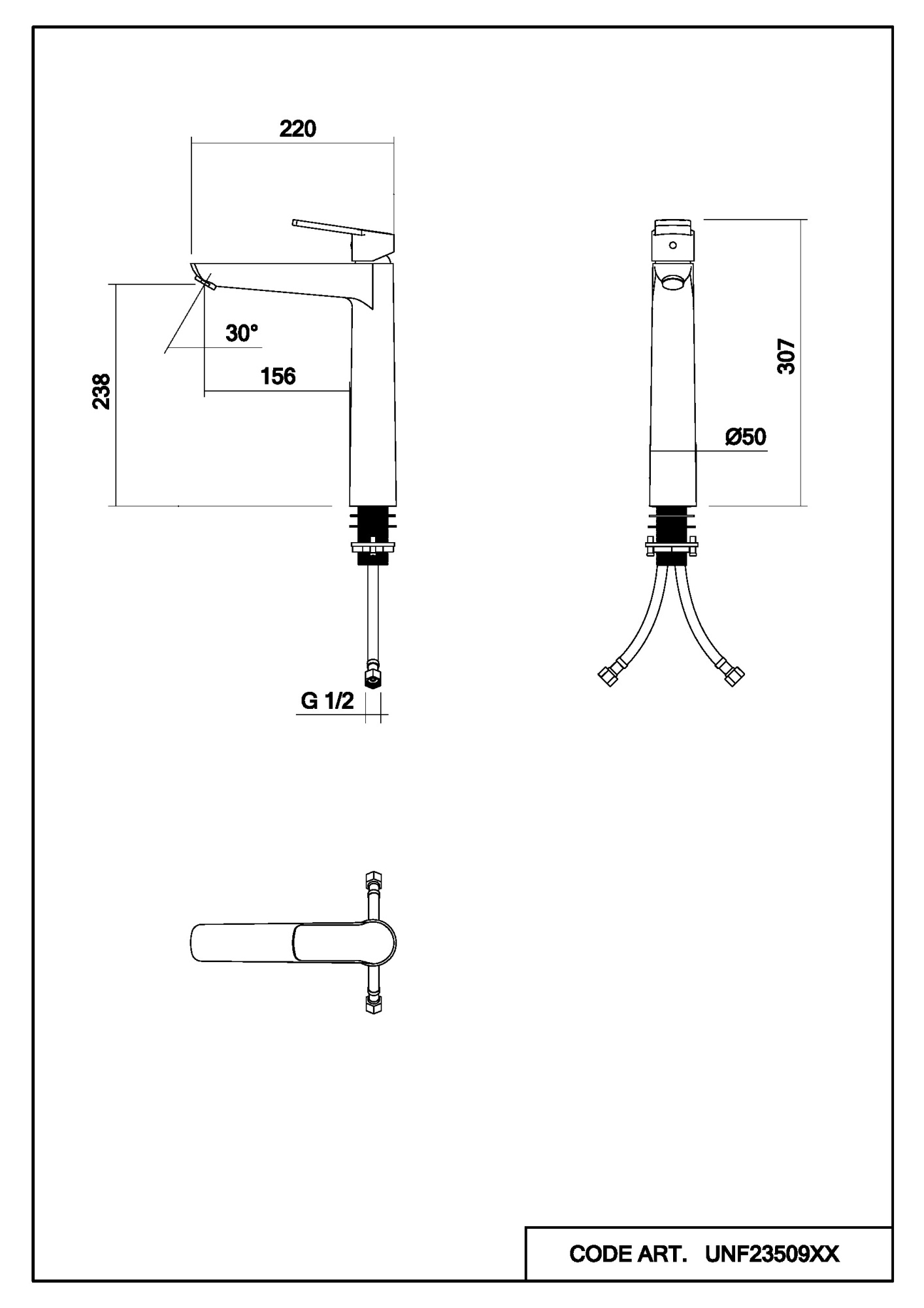 Смеситель для раковины Abelsberg Lineara UNF23509MB вулканический черный матовый