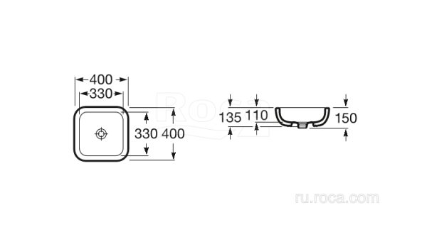 Раковина Roca Khroma 40х40 327654000 Раковина Roca Khroma 40х40 327654000