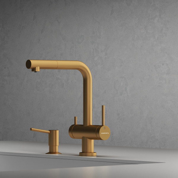 Смеситель для кухонной мойки Abelsberg Pura OTF70709BG королевское золото брашированный