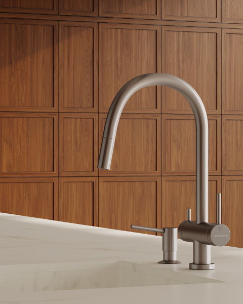 Смеситель для кухонной мойки Abelsberg Aera EMF71709BN титан брашированный