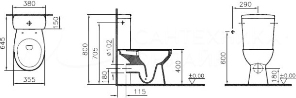 Унитаз-компакт безободковый с сиденьем микролифт VitrA S10 Open-Back 9822B003-7204 Унитаз-компакт безободковый с сиденьем микролифт VitrA S10 Open-Back 9822B003-7204