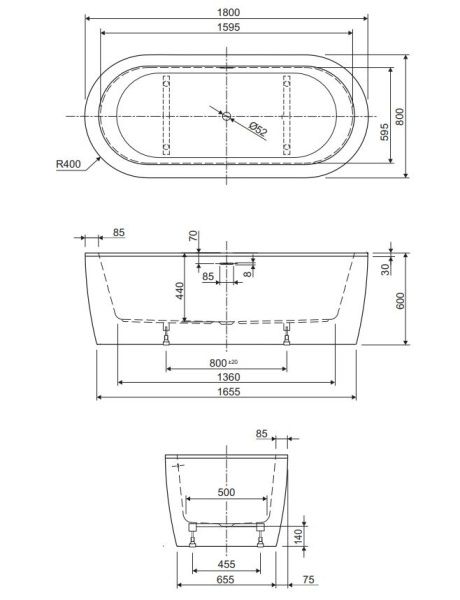 Акриловая ванна отдельностоящая 180x80 см Cezares SLIM SLIM CENTRAL-180-80-60-W37-SET белый Акриловая ванна отдельностоящая 180x80 см Cezares SLIM SLIM CENTRAL-180-80-60-W37-SET белый